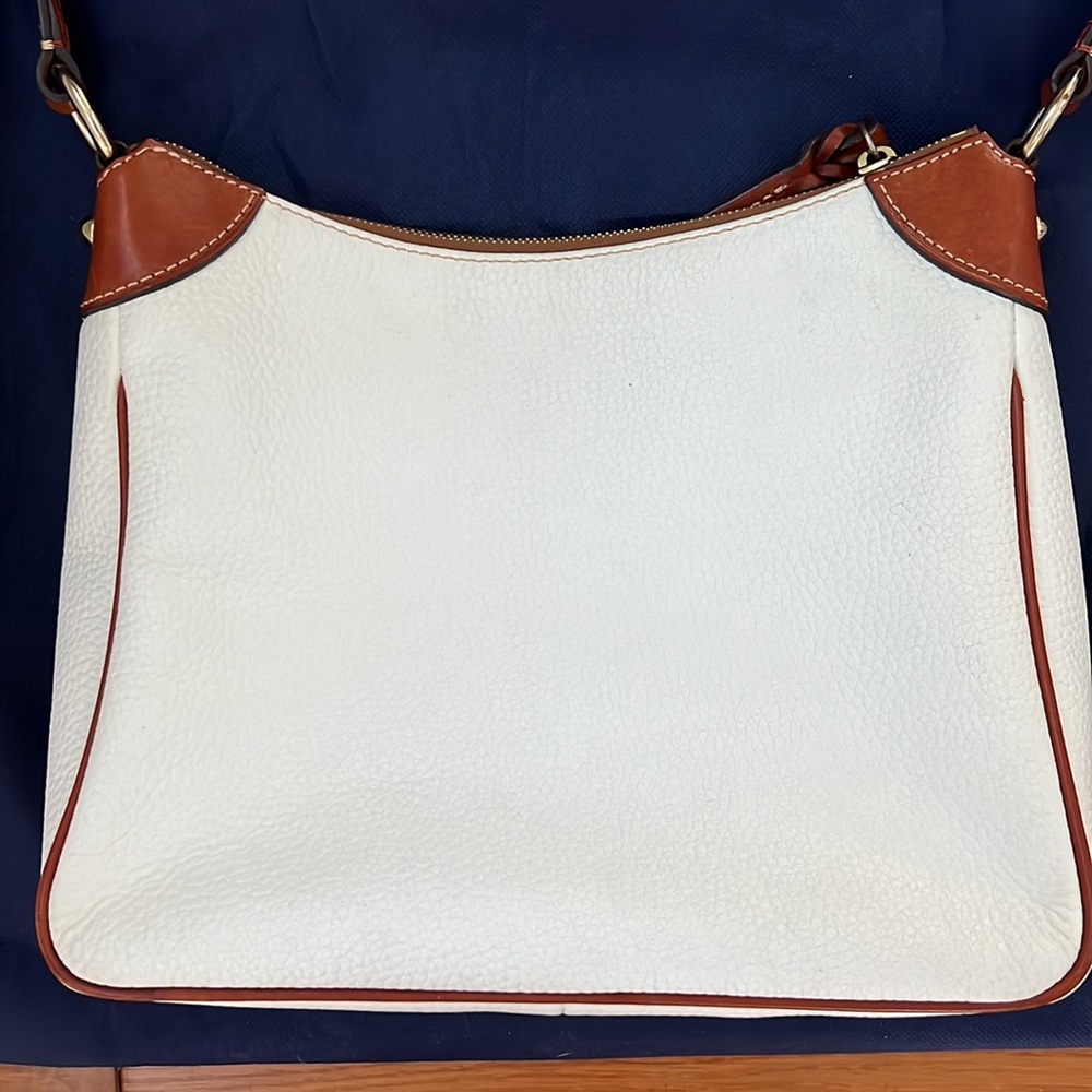 Dooney and Bourke Pebbled Grain Leather Kimberly Handbag White and Cognac - Picture 10 of 15